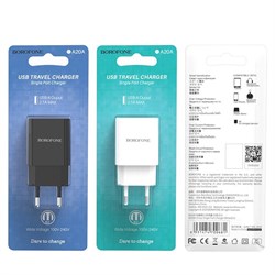 СЗУ Borofone BA20A 1 USB (2.1 мАч) 109674 - фото 2098