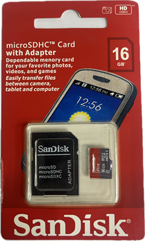 Карта памяти Micro SD SanDisk - 16 gb (+ SD адаптер) 10kl 110765 - фото 2512