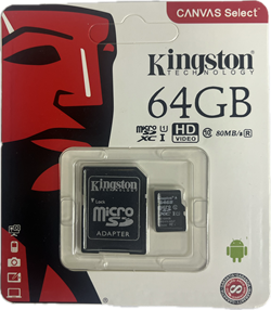 Карта памяти Micro SD Kingston - 64 gb (+ SD адаптер) 10kl 110761 - фото 2516
