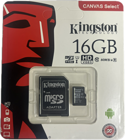 Карта памяти Micro SD Kingston - 16 gb (+ SD адаптер) 10kl 110759 - фото 2518