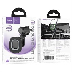 Держатель в автомобиль Hoco HW30 в воздуховод + беспроводная зарядка (15W) (магнитный) 113812