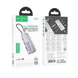 HUB HOCO HB52 Type-C to USB 3.0*2, HDMI, RJ45, TF card, MicroSD, PD (3 А) 113798