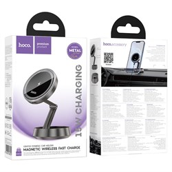 Держатель в автомобиль Hoco HW33 на панель + беспроводная зарядка (15W) (магнитный) 113802