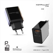 СЗУ Konfulon C59 1 USB + Type C (4.2 мАч) QC3.0 (быстрая зарядка) 109701