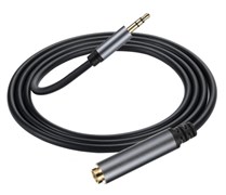 Кабель AUX (Jack 3,5 - Jack 3,5 мама) удлинитель серый (1m) 110101